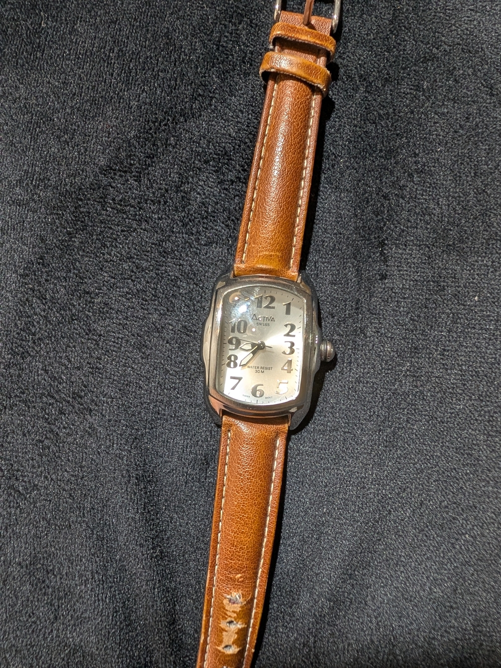 Activa Swiss Women’s Quartz Analog Watch Brown Leather Strap 30m Untested